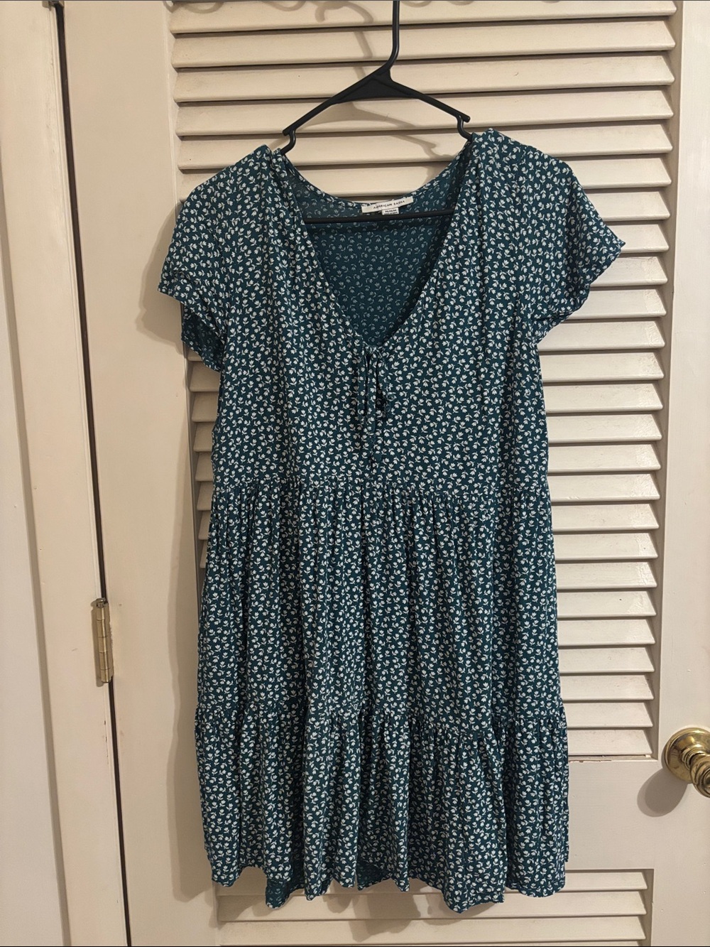 American Eagle  green Floral V-Neck Tiered Mini Dress